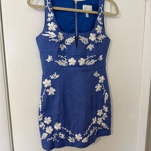 Alice McCall Royal Blue Dress with White Floral Design